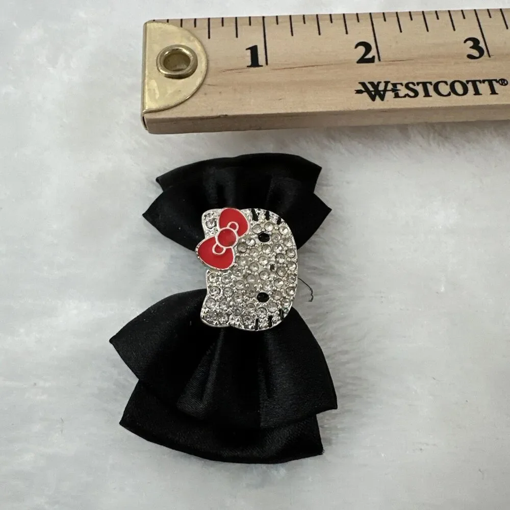 Hello Kitty Sanrio Studded‎ Black Bow Clips Set of 2